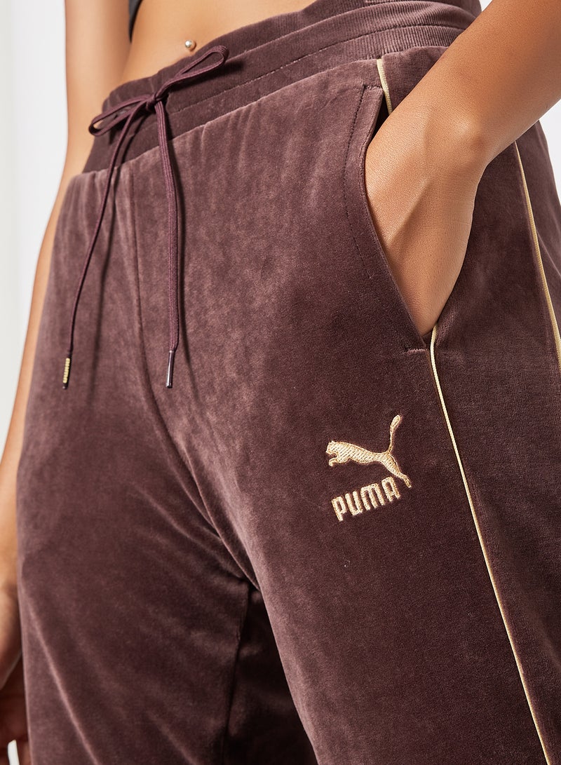 PUMA - Iconic T7 Velour Sweatpants Brown - Image 1
