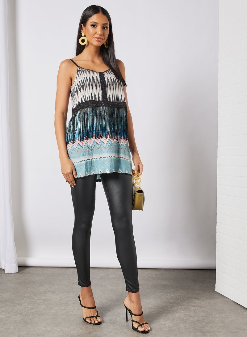 Aila - Sleeveless Printed Tunic White - Image 1
