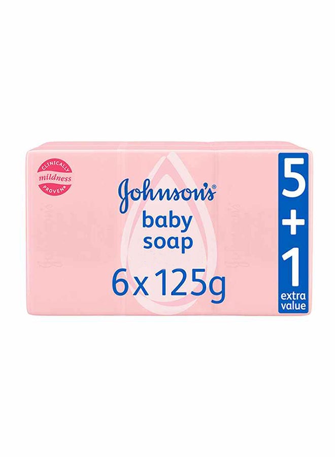 جونسون صابون مايلد بيبي للأطفال معتمد سريرياً مع زيت للأطفال مجموعة من 6 قطع طراز GI24030092 - Image 1