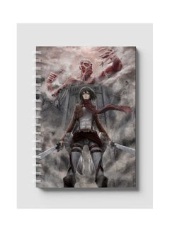LOWHA Attack On Titan Mikasa Printed Spiral 60 Sheets Notebook Grey/Brown/Red  - Image 1