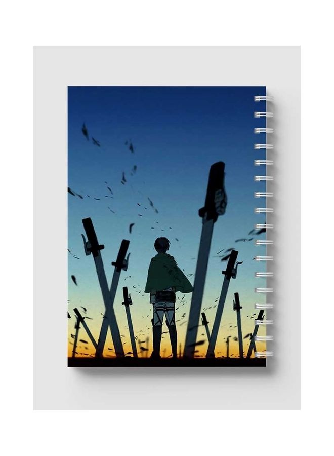 لوحة دفتر ملاحظات بسلك حلزوني بطبعة مستوحاة من مسلسل "Attack On Titan" مكون من 60 ورقة أزرق/أخضر/أصفر - Image 5