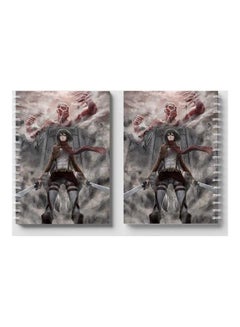 LOWHA Attack On Titan Mikasa Printed Spiral 60 Sheets Notebook Grey/Brown/Red  - Image 4