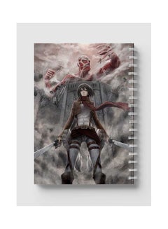 LOWHA Attack On Titan Mikasa Printed Spiral 60 Sheets Notebook Grey/Brown/Red  - Image 5