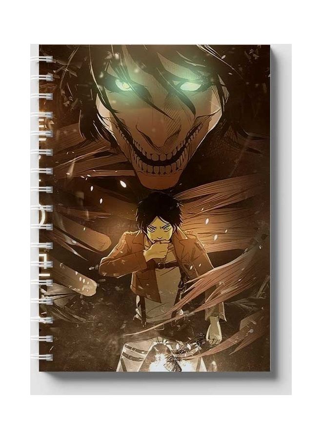 LOWHA - Attack On Titan Eren Spiral 60 Sheets Notebook Brown/Black - Image 1