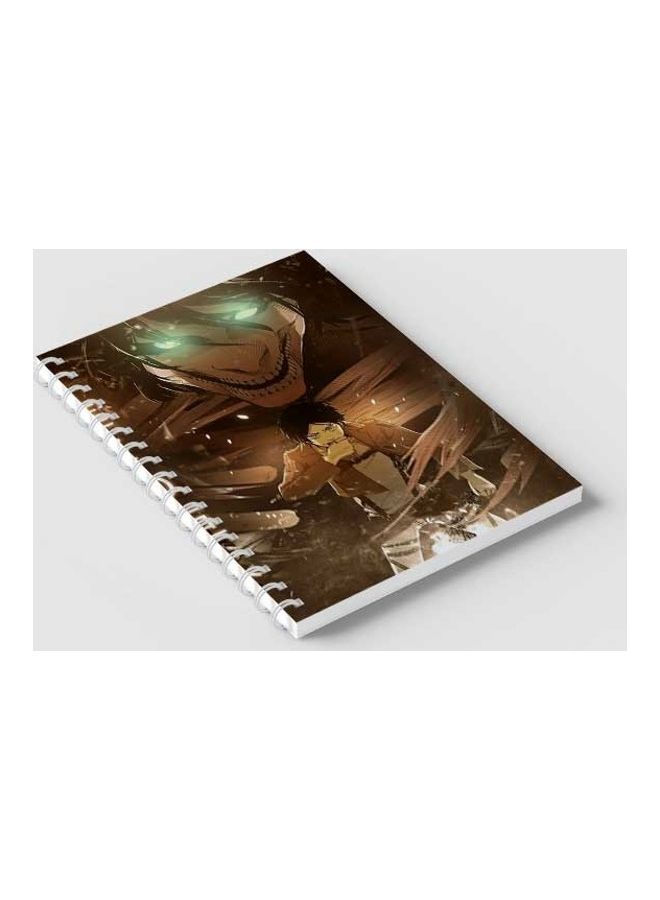 LOWHA - Attack On Titan Eren Spiral 60 Sheets Notebook Brown/Black - Image 1