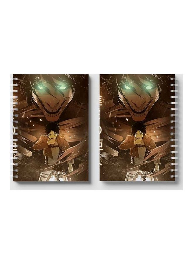 LOWHA - Attack On Titan Eren Spiral 60 Sheets Notebook Brown/Black - Image 1