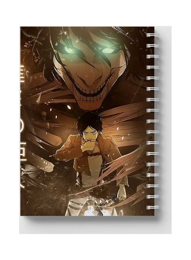 LOWHA - Attack On Titan Eren Spiral 60 Sheets Notebook Brown/Black - Image 1