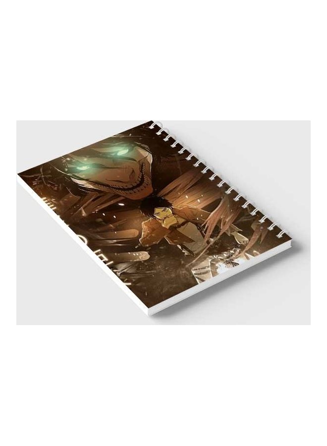 LOWHA - Attack On Titan Eren Spiral 60 Sheets Notebook Brown/Black - Image 1