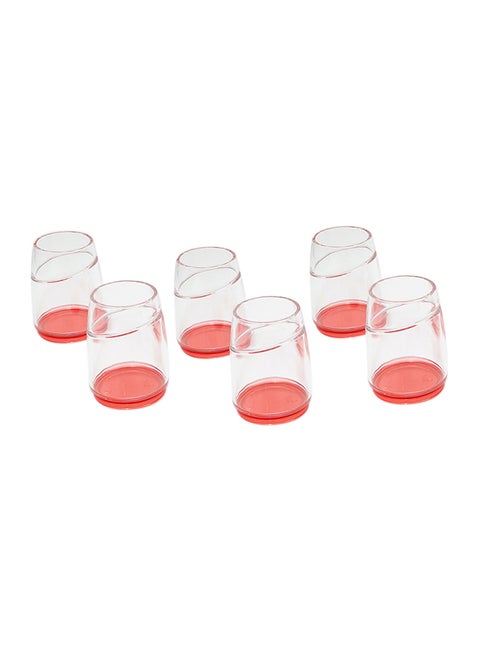 6-Piece Acrylic Cup Set Clear/Red 6x350ml