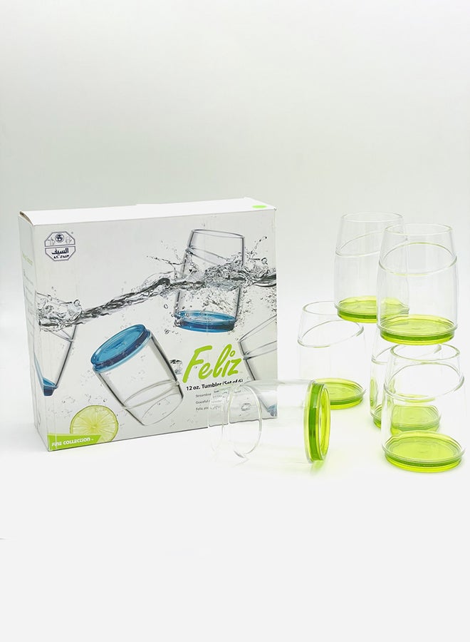 السيف  طقم أكواب من الأكريليك مع أغطية مكون من 6 قطع شفاف/أخضر - Image 3