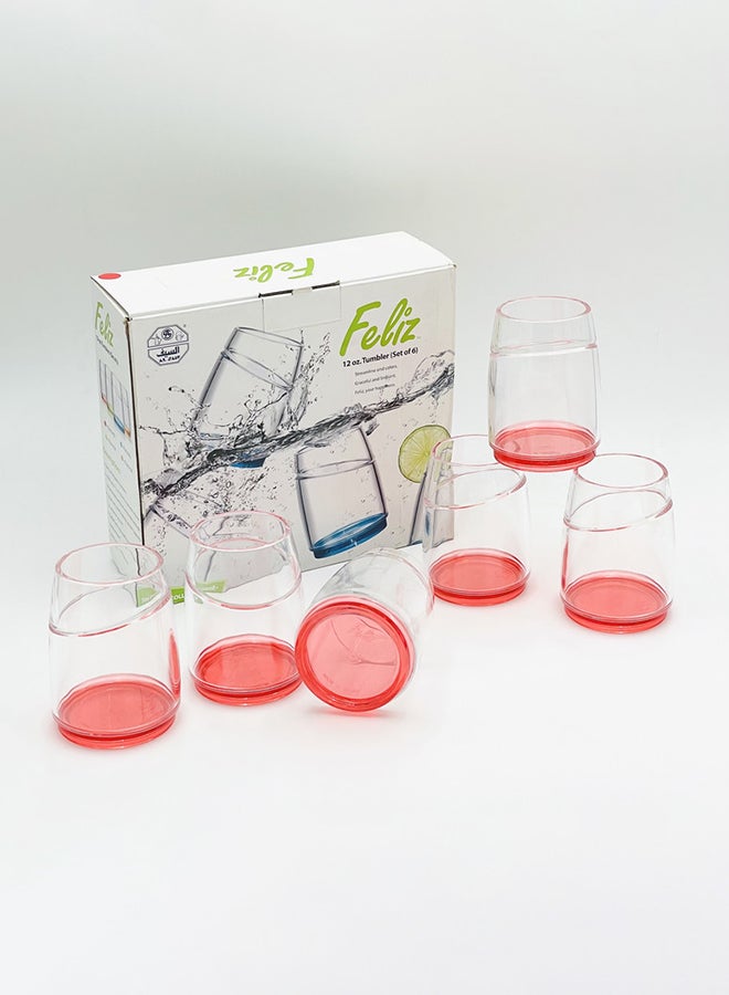 السيف  طقم كاسات اكريليك 6 قطع شفاف/ أحمر 6x350ملليلتر - Image 3