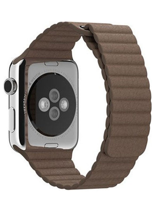 Generic - Bracelet Magnetic Leather For Apple Watch 38 MM Brown - Image 1