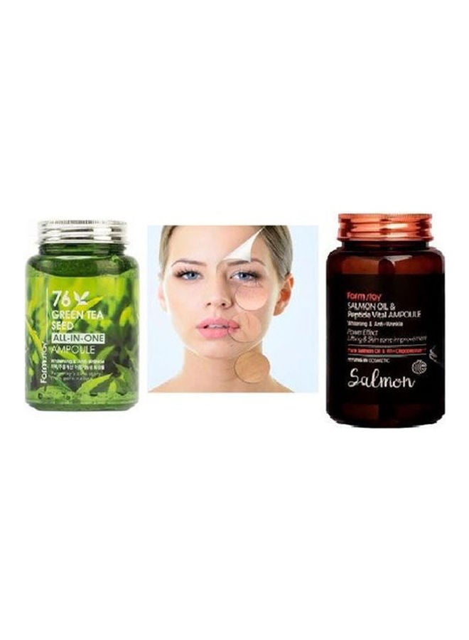 Green Tea Serum 76 Anti-Wrinkle, Whitening & Refreshing The Skin + Salmon & Peptide Vital Serum Anti-Wrinkle & Whitening & Refreshing The Skin - Multicolour 250ml