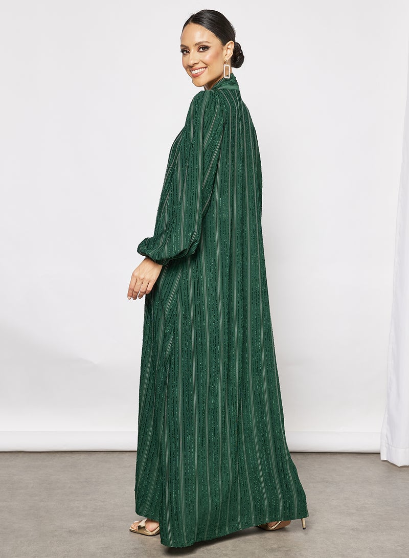 Bousni - Bisht Abaya With Inner Green - Image 1