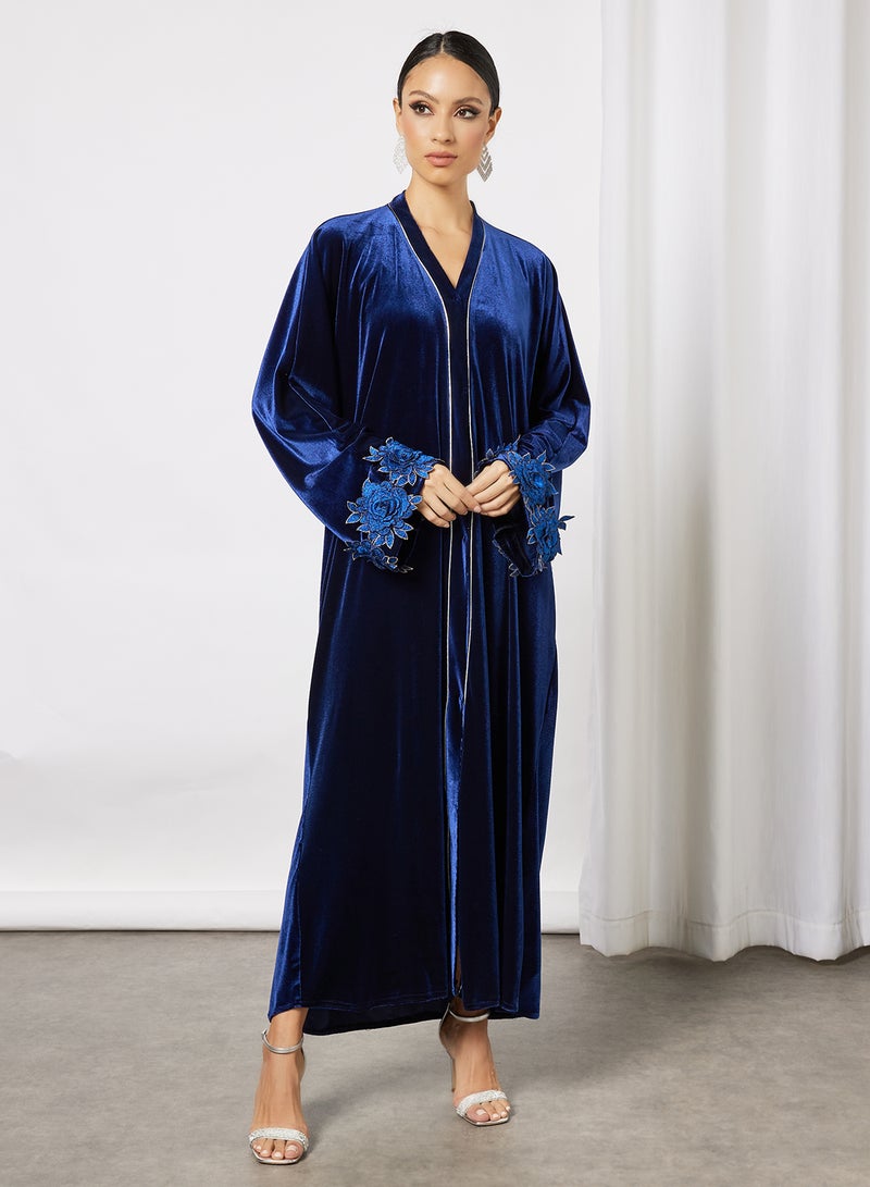 Bousni Patched Abaya Blue  - Image 1