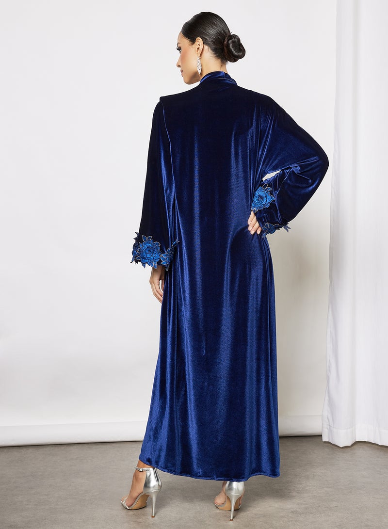 Bousni Patched Abaya Blue  - Image 2