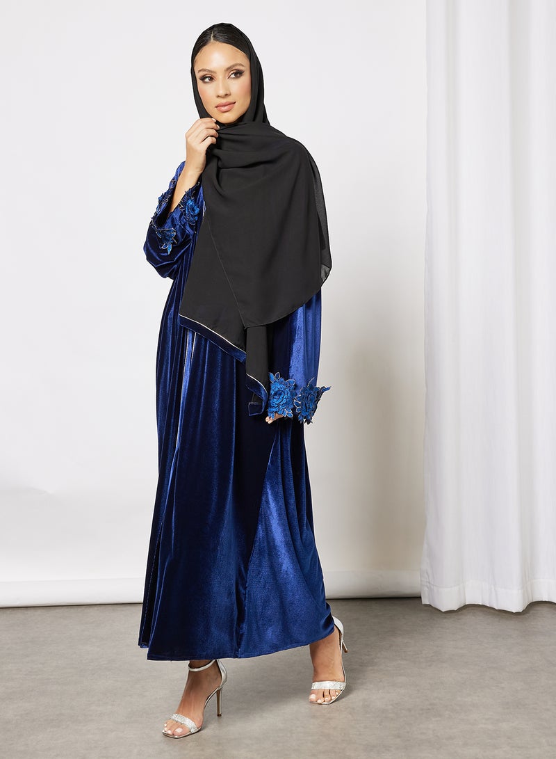 Bousni Patched Abaya Blue  - Image 4