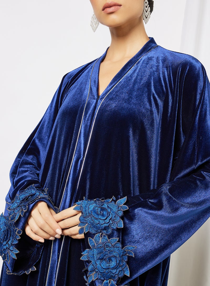 Bousni Patched Abaya Blue  - Image 3