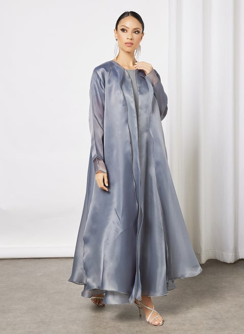 Double Layered Bisht With Lining Grey