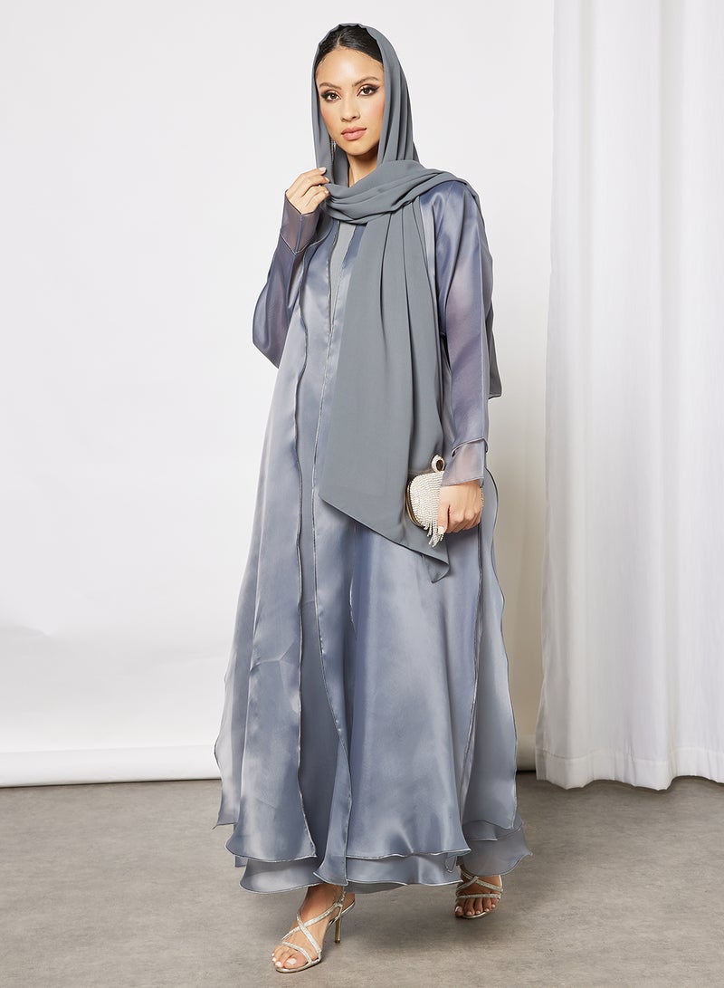 Bousni - Double Layered Bisht With Lining Grey - Image 1