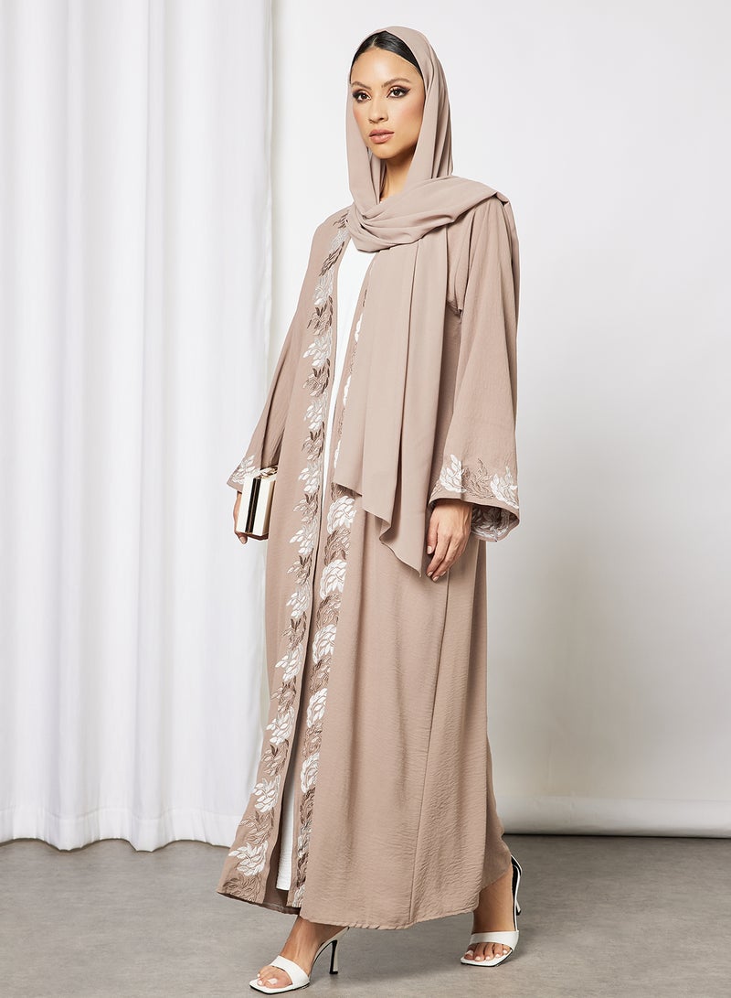 Bousni Embroidered Bisht With Inner Beige - Image 5