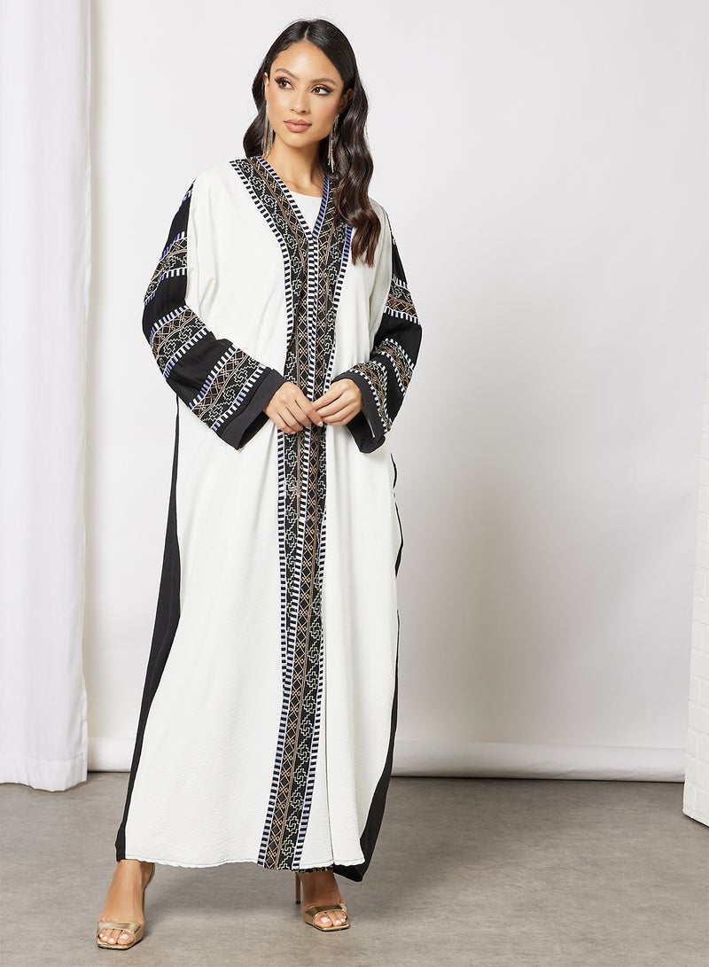 Bousni Embroidered Bisht With Inner White/Black  - Image 1