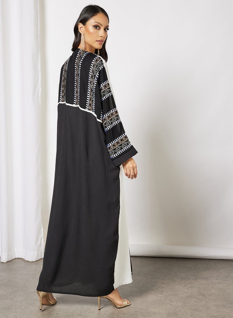 Bousni Embroidered Bisht With Inner White/Black  - Image 2