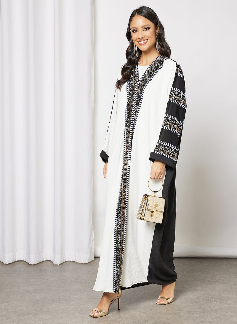 Bousni Embroidered Bisht With Inner White/Black  - Image 5
