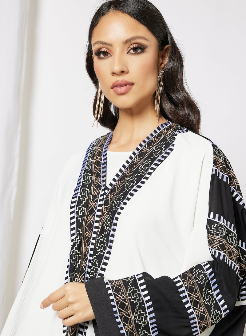 Bousni Embroidered Bisht With Inner White/Black  - Image 3