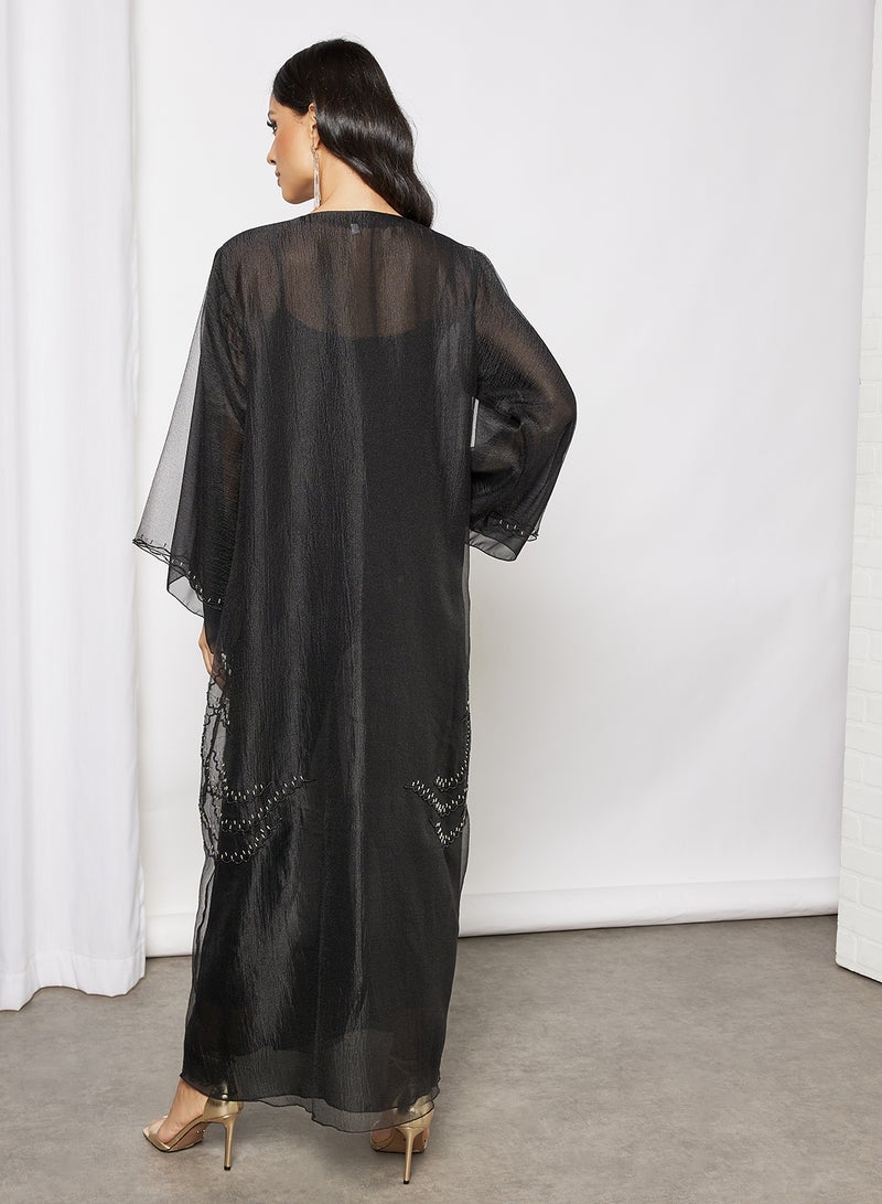 Bousni - Beads Embellished Abaya Black - Image 1