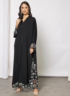 Beads Embellished Abaya Black