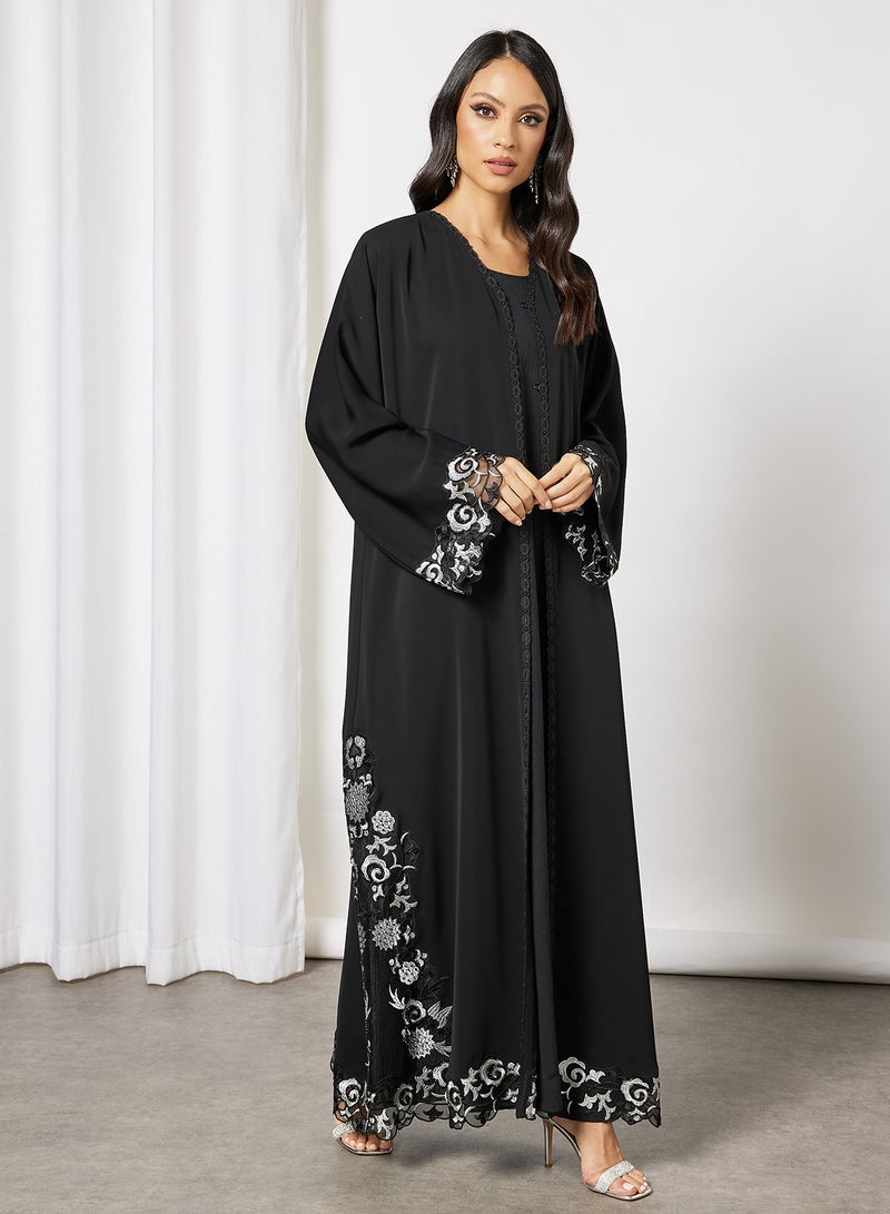 Bousni - Beads Embellished Abaya Black - Image 1