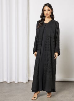 Beads Embellished Abaya Black