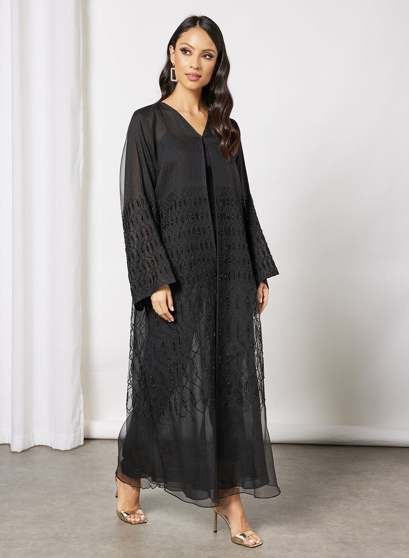 Bousni - Beads Embellished Abaya Black - Image 1