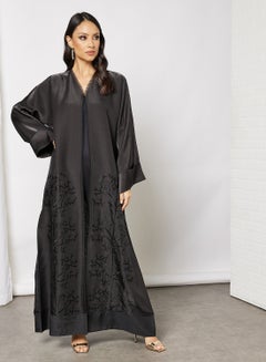 Beads Embellished Abaya Black