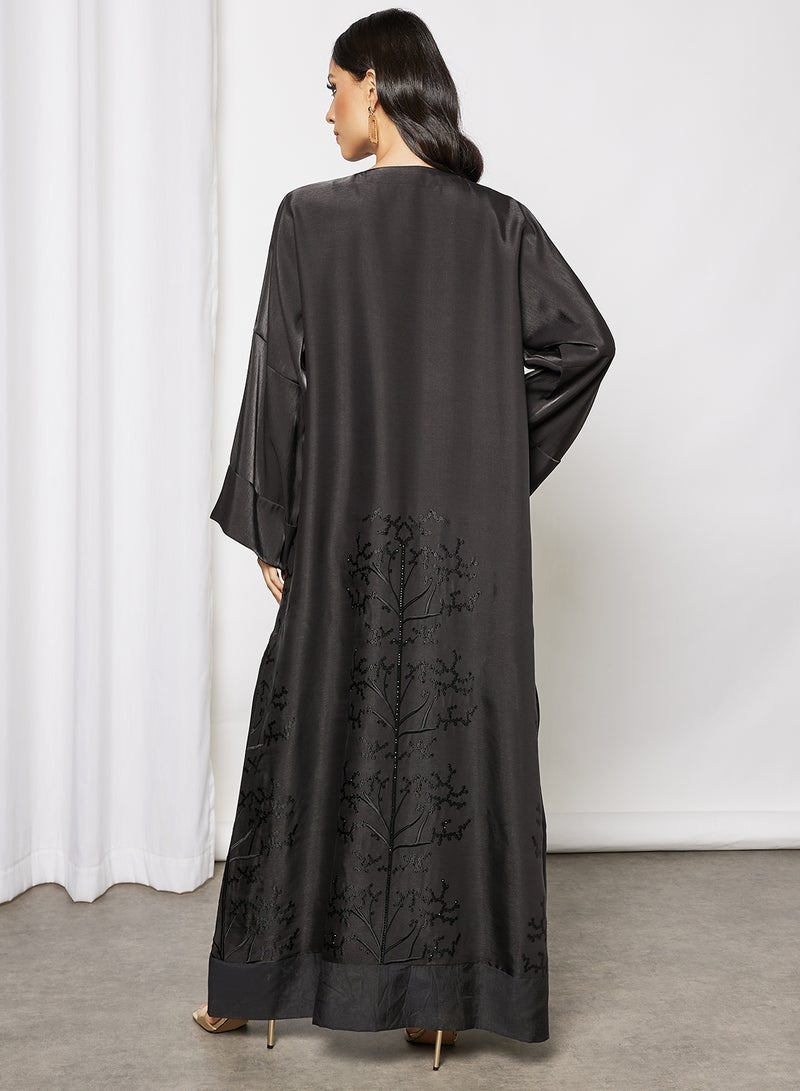 Bousni - Beads Embellished Abaya Black - Image 1