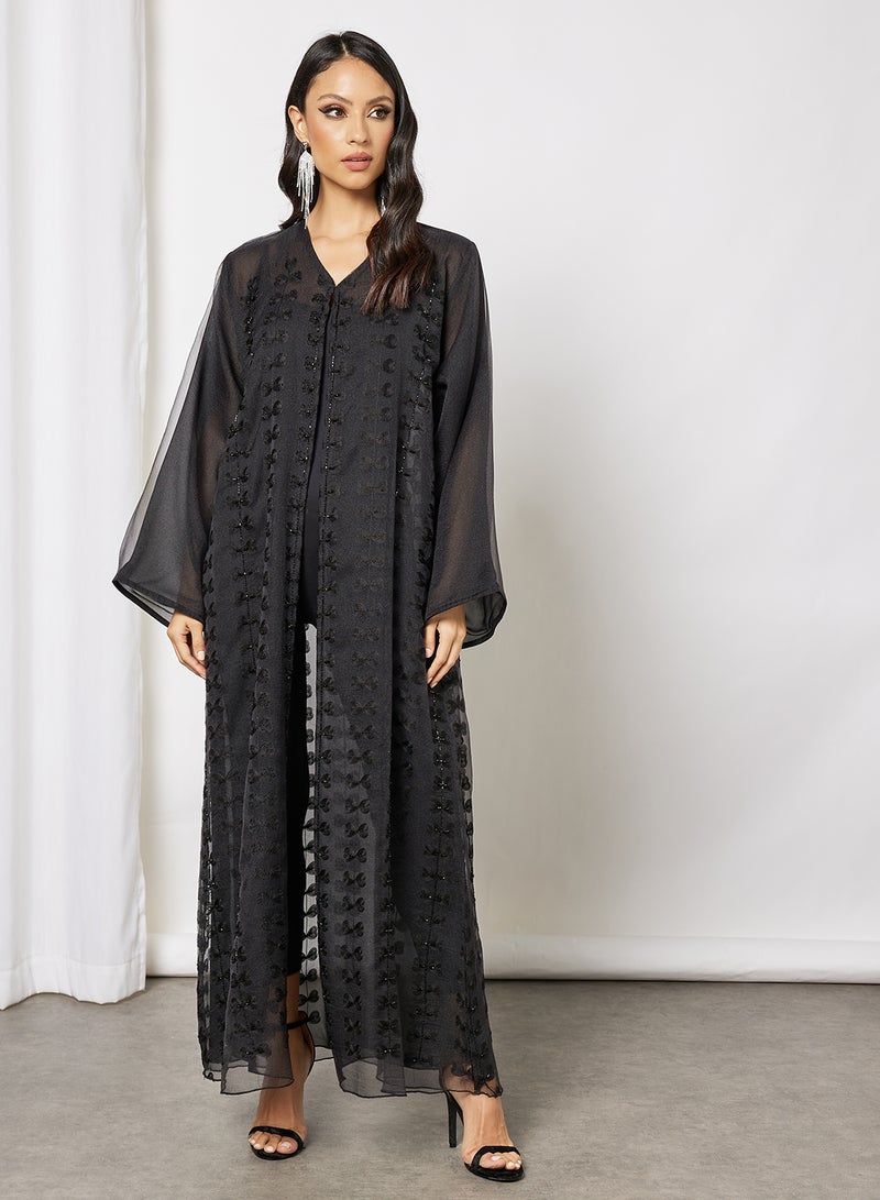 Bousni - Beads Embellished Abaya Black - Image 1