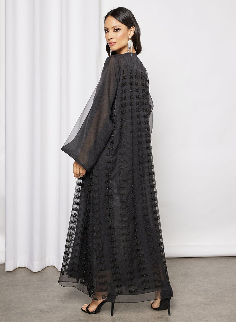 Bousni - Beads Embellished Abaya Black - Image 1