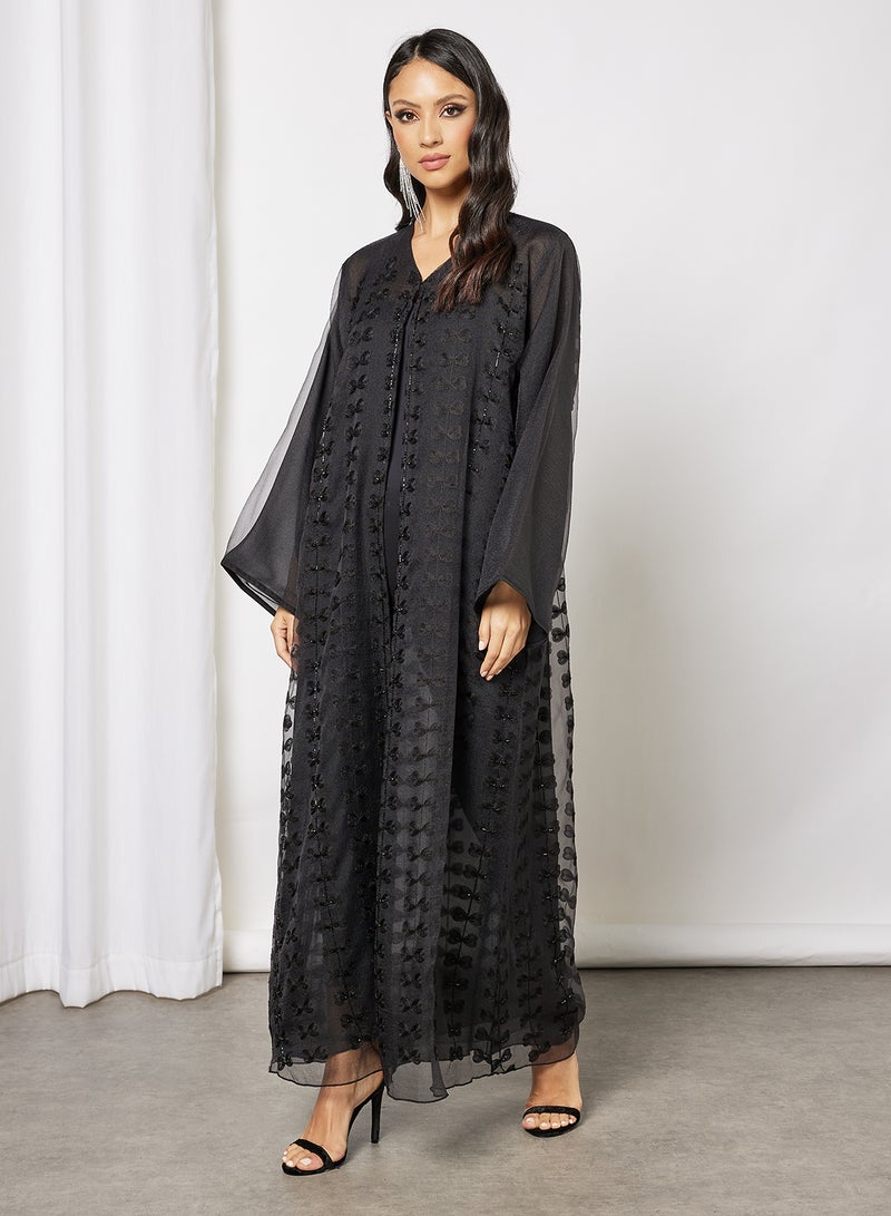 Bousni - Beads Embellished Abaya Black - Image 1