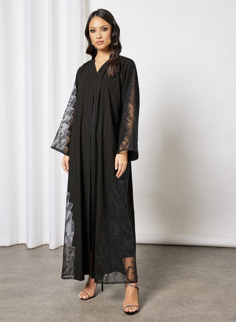 بوسني عباية مزينة بالخرز. أسود - Image 1