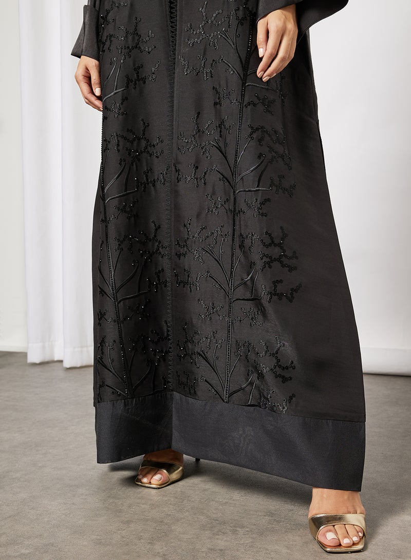 Bousni - Beads Embellished Abaya Black - Image 1