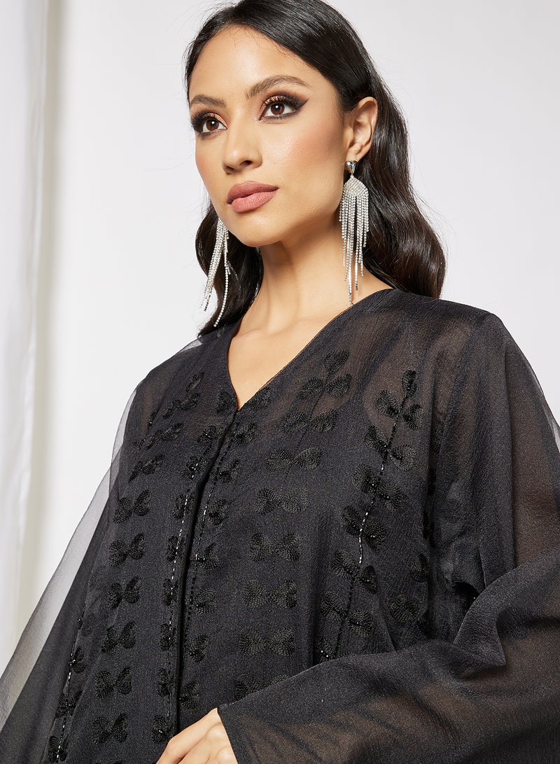 Bousni - Beads Embellished Abaya Black - Image 1