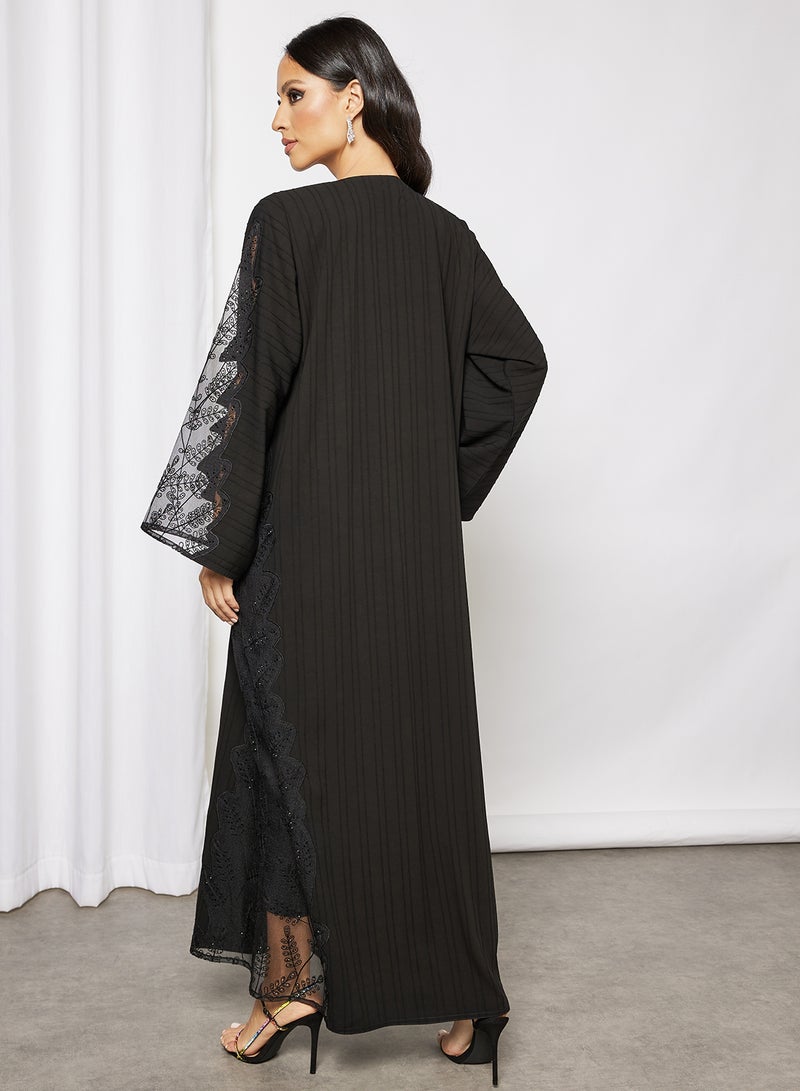 بوسني عباية مزينة بالخرز. أسود - Image 2