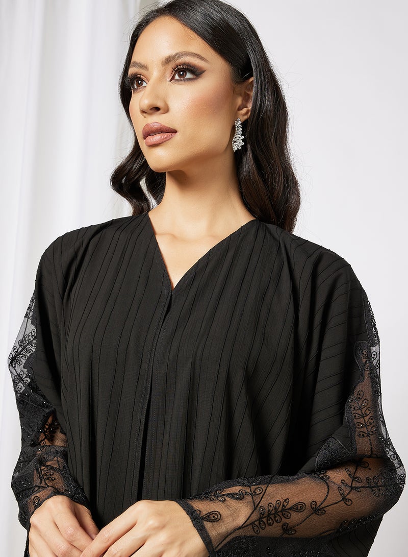 بوسني عباية مزينة بالخرز. أسود - Image 3