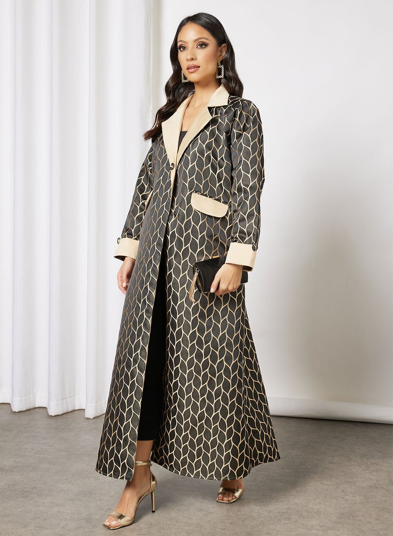 Bousni - Jacquerd Printed Abaya Black - Image 1