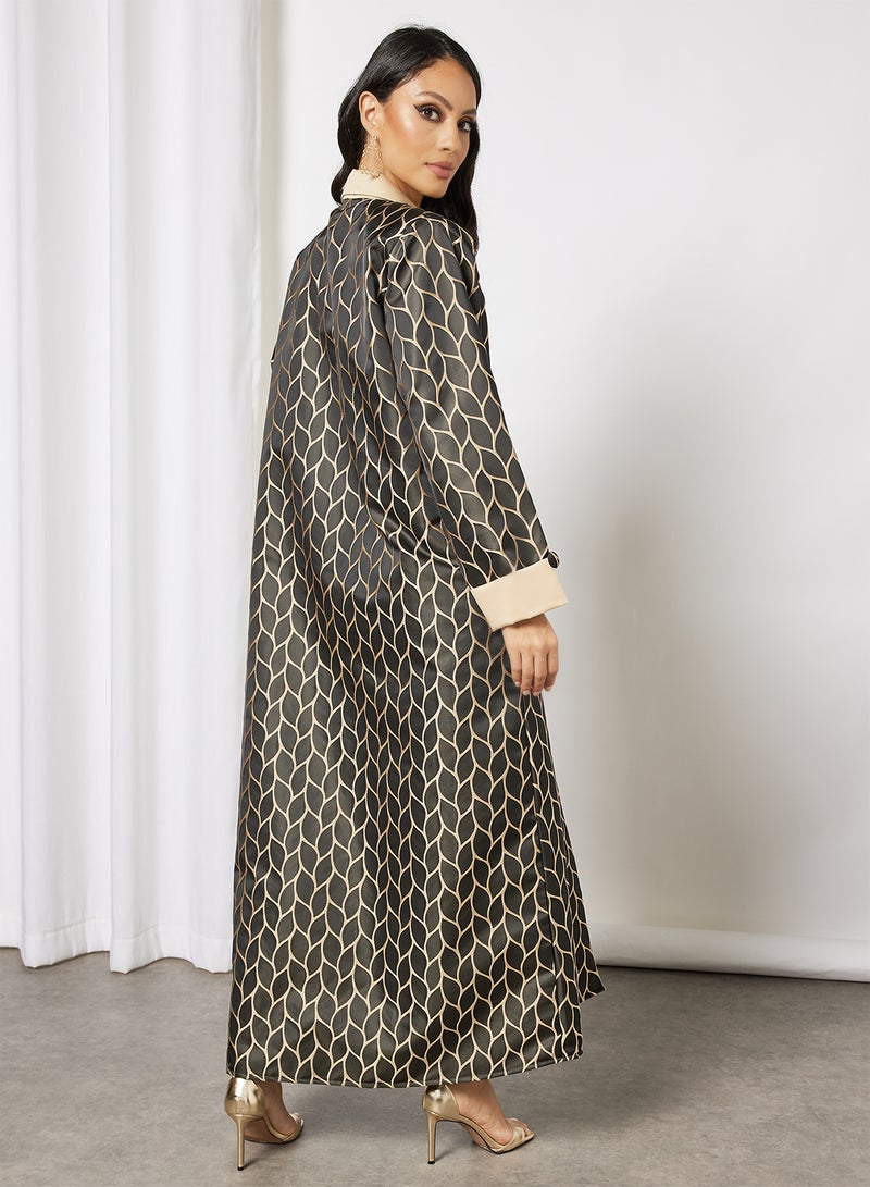Bousni - Jacquerd Printed Abaya Black - Image 1