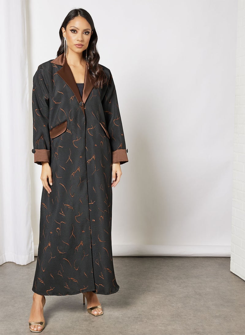 Bousni - Jacquerd Printed Abaya Black - Image 1