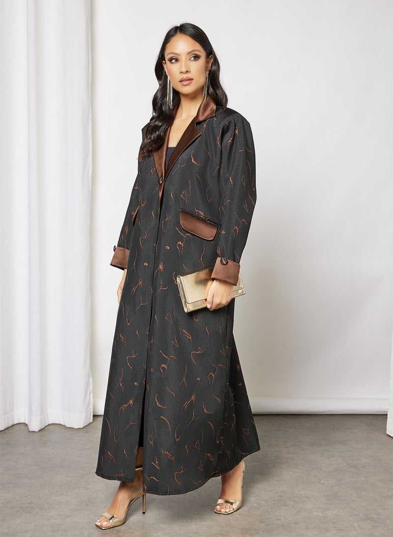 Bousni - Jacquerd Printed Abaya Black - Image 1