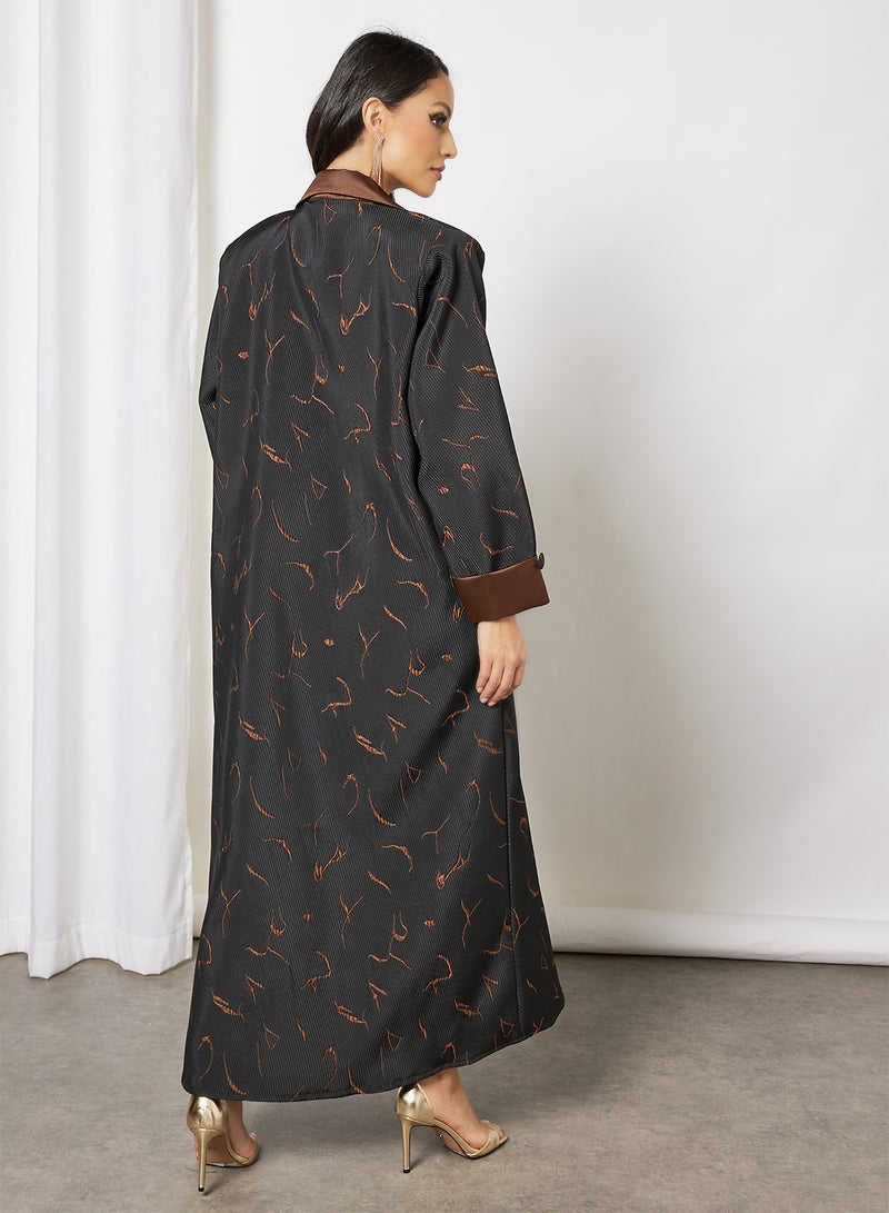 Bousni - Jacquerd Printed Abaya Black - Image 1