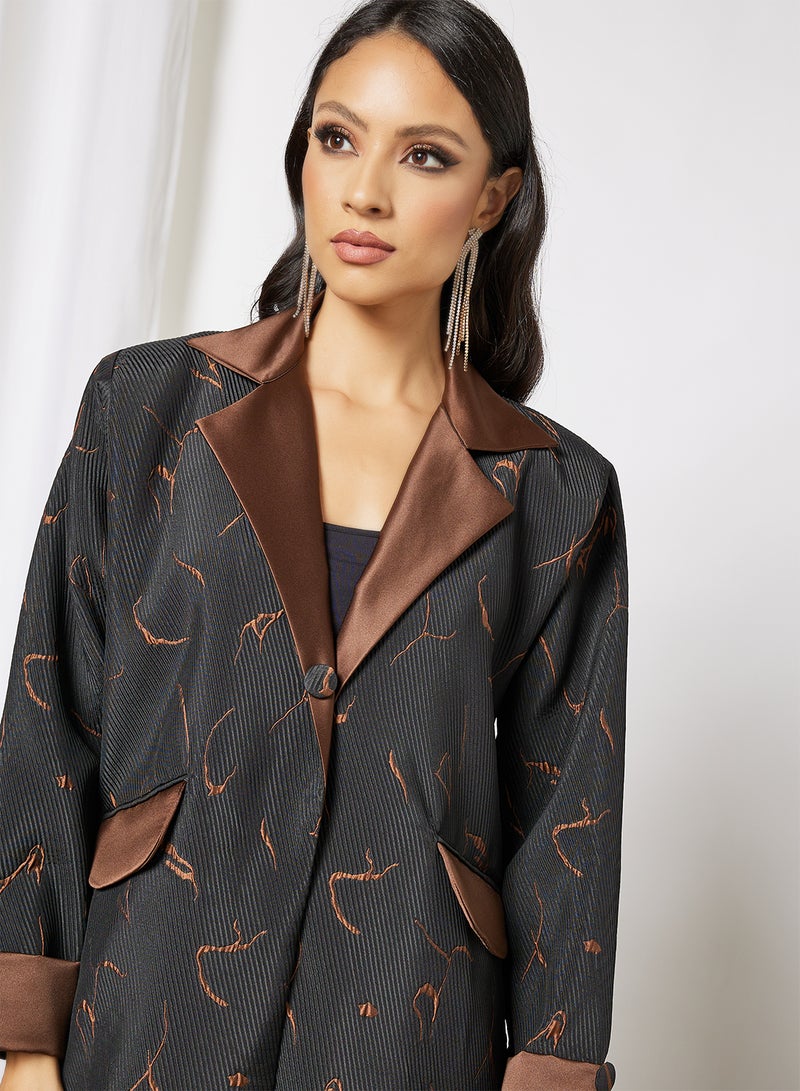 Bousni - Jacquerd Printed Abaya Black - Image 1